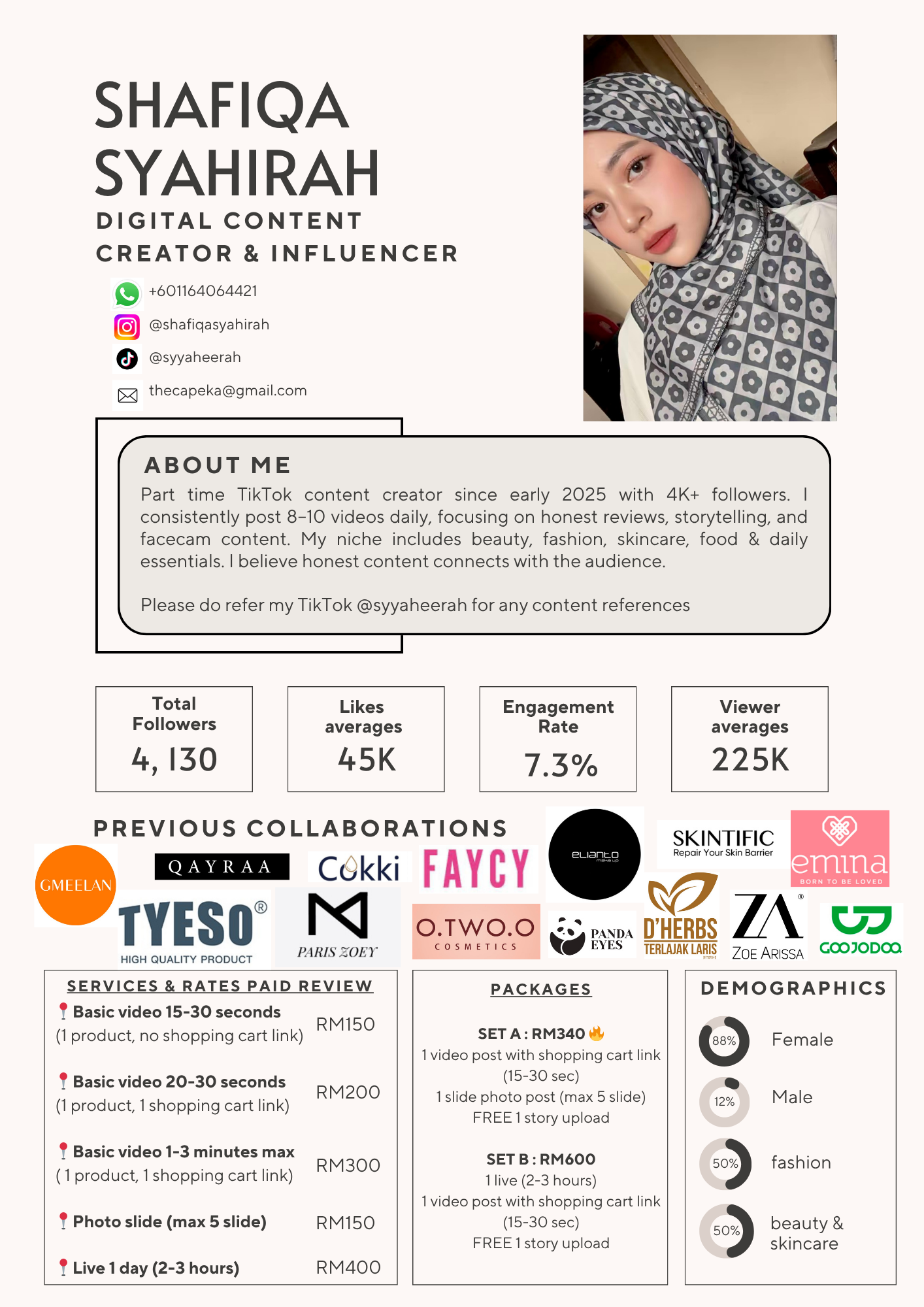 Gray and White Professional and Modern Content Creator Media Kit - 1