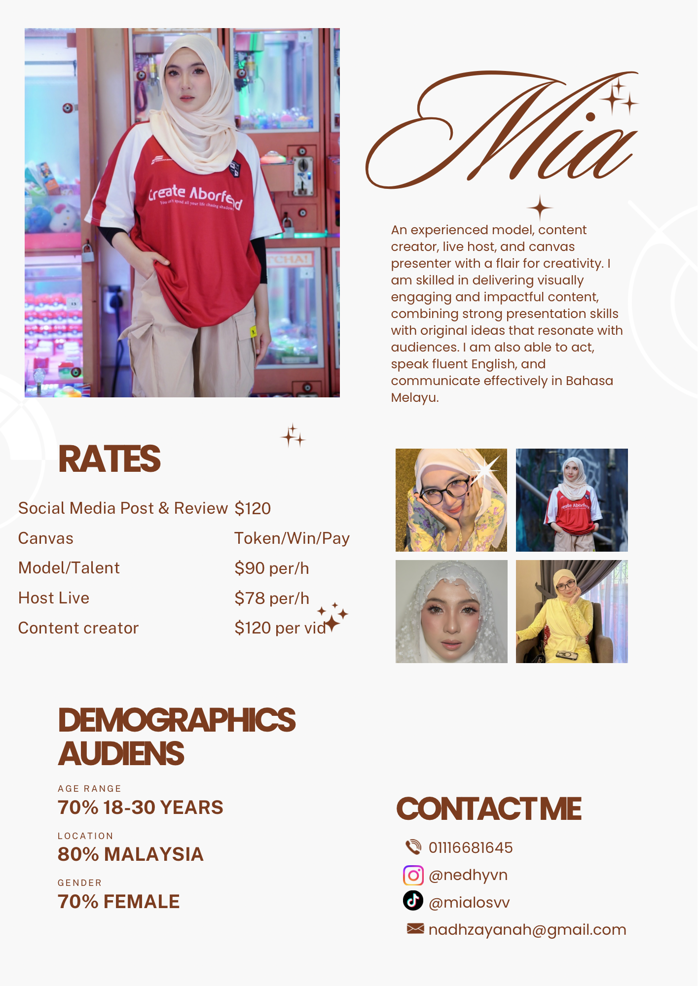 White and Brown Minimal Influencer Rate Card Media Kit